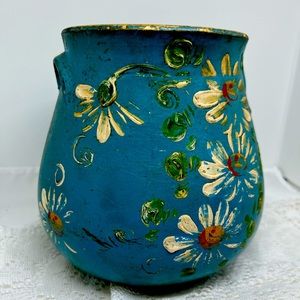 Antique Large heavy blue pottery planter/vase
